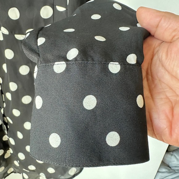 My Michelle Blouse Black/White Polka Dot Button Down Classic Office Large‎ NWT - Picture 7 of 12